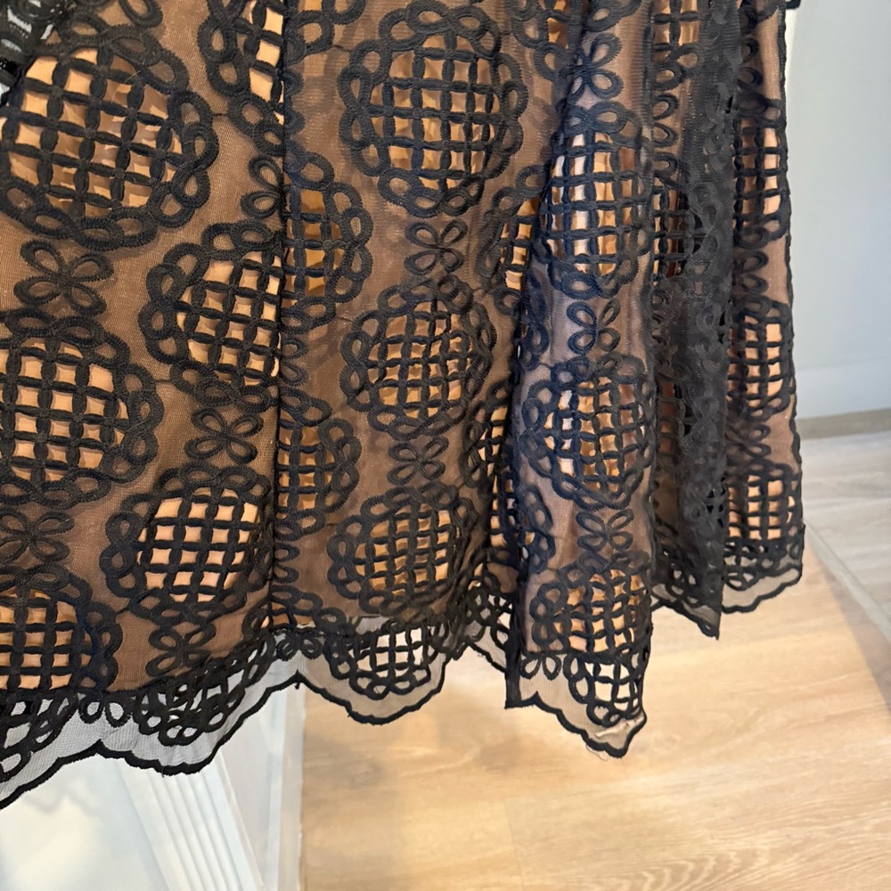 Fabulous Agilita Black Tie Applique Overlay Nude Trumpet Mermaid Dress Sz XS - Picture 3 of 12